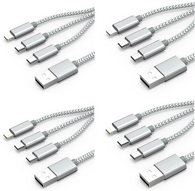 ROQ Set of 4 2 Micro USB with 1 Lightning 8 Pin High Speed Sync and Charge USB Cable(Silver)
ROQ Set of 4 2 Micro USB with 1 Lightning 8 Pin High Speed Sync and Charge USB Cable(Silver)