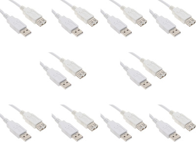 Storite (10 pack) 2.0 Extension A-Male to A-Female USB Cable(White)