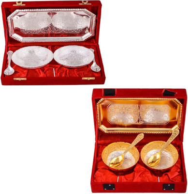 G S Museum 2 Mor Bowl with Spoon and Tray and Silver & Gold Plated 2 Mini Flower Bowl with Spoon and Tray Bowl Spoon Tray Serving Set
G S Museum 2 Mor Bowl with Spoon and Tray and Silver & Gold Plated 2 Mini Flower Bowl with Spoon and Tray Bowl Spoon Tray Serving Set