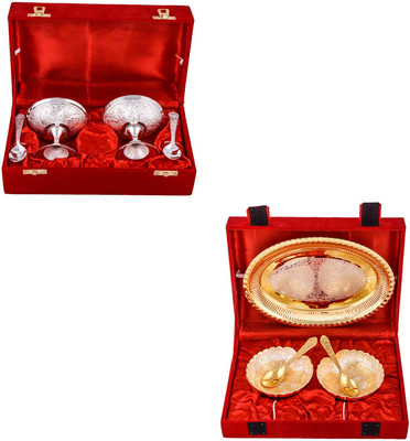G S Museum 2 Ice Cream Mug with Spoon and Silver & Gold Plated 2 Heavy Dil Bowl with Spoon and Tray Bowl Spoon Tray Serving Set
G S Museum 2 Ice Cream Mug with Spoon and Silver & Gold Plated 2 Heavy Dil Bowl with Spoon and Tray Bowl Spoon Tray Serving Set