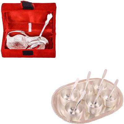 G S Museum Mini Duck Tray with Spoon and 3" Met Finish 6 Bowl Set with Oval Tray Bowl Spoon Tray Serving Set