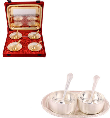 G S Museum Silver & Gold Plated 4 Heavy Flower Bowl with Spoon and Tray and Premium 2 Bowl Set with Oval Tray Bowl Spoon Tray Serving Set(Pack of 14)
G S Museum Silver & Gold Plated 4 Heavy Flower Bowl with Spoon and Tray and Premium 2 Bowl Set with Oval Tray Bowl Spoon Tray Serving Set(Pack of 14)