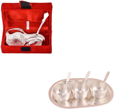 G S Museum Mini Duck Tray with Spoon and 3" Met Finish 3 Bowl Set with Oval Tray Bowl Spoon Tray Serving Set