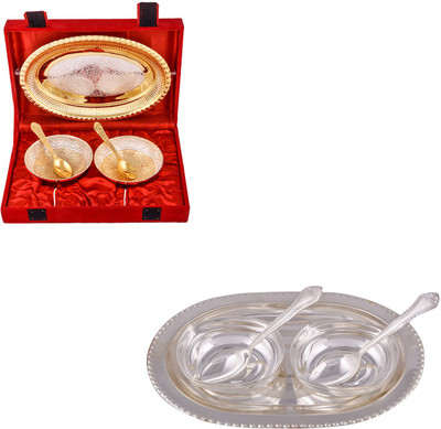 G S Museum Silver & Gold Plated 2 Heavy Flower Bowl with Spoon and Tray and 2 Square Bowl with Spoon and Tray Bowl Spoon Tray Serving Set
G S Museum Silver & Gold Plated 2 Heavy Flower Bowl with Spoon and Tray and 2 Square Bowl with Spoon and Tray Bowl Spoon Tray Serving Set