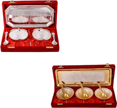 G S Museum 2 Appel Bowl With Spoon and Tray and Silver & Gold Plated 3 Heavy Flower Bowl with Spoon and Tray Bowl Spoon Tray Serving Set
G S Museum 2 Appel Bowl With Spoon and Tray and Silver & Gold Plated 3 Heavy Flower Bowl with Spoon and Tray Bowl Spoon Tray Serving Set