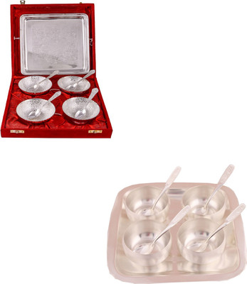 G S Museum 4 Flower Bowl with Spoon and Tray and 3" Met Finish 4 Bowl Set with Rectangle Tray Bowl Spoon Tray Serving Set(Pack of 18)
G S Museum 4 Flower Bowl with Spoon and Tray and 3" Met Finish 4 Bowl Set with Rectangle Tray Bowl Spoon Tray Serving Set(Pack of 18)
