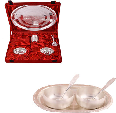 G S Museum Small Thali Set and 3" Met Finish 2 Bowl Set with Oval Tray Bowl Spoon Tray Serving Set(Pack of 10)
G S Museum Small Thali Set and 3" Met Finish 2 Bowl Set with Oval Tray Bowl Spoon Tray Serving Set(Pack of 10)