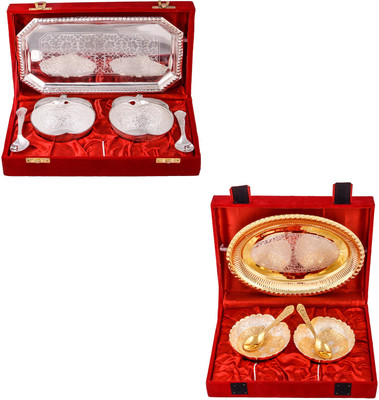 G S Museum 2 Appel Bowl With Spoon and Tray and Silver & Gold Plated 2 Heavy Dil Bowl with Spoon and Tray Bowl Spoon Tray Serving Set
G S Museum 2 Appel Bowl With Spoon and Tray and Silver & Gold Plated 2 Heavy Dil Bowl with Spoon and Tray Bowl Spoon Tray Serving Set