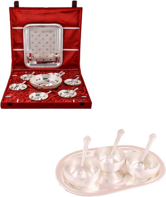 G S Museum Pudding Set and 3.5" Met Finish 3 Bowl Set with Oval Tray Bowl Spoon Tray Serving Set(Pack of 22)
G S Museum Pudding Set and 3.5" Met Finish 3 Bowl Set with Oval Tray Bowl Spoon Tray Serving Set(Pack of 22)