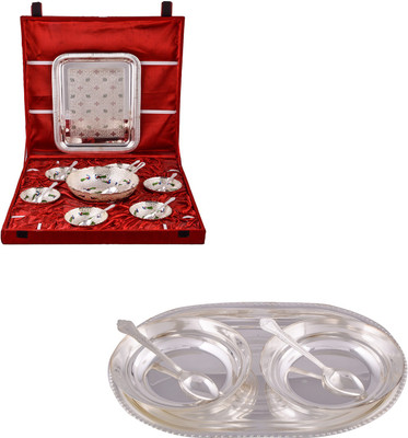 G S Museum Pudding Set and 2 6" Bowl with Spoon and Tray Bowl Spoon Tray Serving Set(Pack of 20)