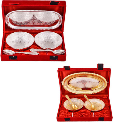 G S Museum 2 Flower Bowl with Spoon and Tray and Silver & Gold Plated 2 Heavy Flower Bowl with Spoon and Tray Bowl Spoon Tray Serving Set
G S Museum 2 Flower Bowl with Spoon and Tray and Silver & Gold Plated 2 Heavy Flower Bowl with Spoon and Tray Bowl Spoon Tray Serving Set