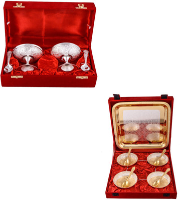 G S Museum 2 Ice Cream Mug with Spoon and Silver & Gold Plated 4 Heavy Flower Bowl with Spoon and Tray Bowl Spoon Tray Serving Set
G S Museum 2 Ice Cream Mug with Spoon and Silver & Gold Plated 4 Heavy Flower Bowl with Spoon and Tray Bowl Spoon Tray Serving Set