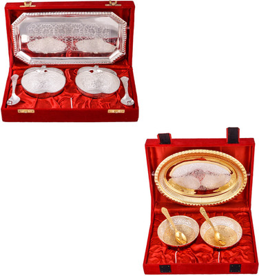 G S Museum 2 Appel Bowl With Spoon and Tray and Silver & Gold Plated 2 Heavy Flower Bowl with Spoon and Tray Bowl Spoon Tray Serving Set
G S Museum 2 Appel Bowl With Spoon and Tray and Silver & Gold Plated 2 Heavy Flower Bowl with Spoon and Tray Bowl Spoon Tray Serving Set