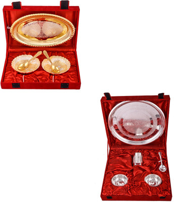 G S Museum Silver & Gold Plated 2 Heavy Dil Bowl with Spoon and Tray and Small Thali Set Bowl Spoon Tray Serving Set
G S Museum Silver & Gold Plated 2 Heavy Dil Bowl with Spoon and Tray and Small Thali Set Bowl Spoon Tray Serving Set