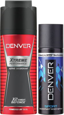 Denver Deo Extreme Performance 150 Ml & Sports Nano 50 ml Deodorant Spray - For Men(200 ml, Pack of 2)
Denver Deo Extreme Performance 150 Ml & Sports Nano 50 ml Deodorant Spray - For Men(200 ml, Pack of 2)