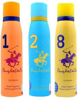 Beverly Hills Polo Club Women Deo no. 1, 2, 8 Deodorant Spray - For Women(450 ml, Pack of 3) 
Beverly Hills Polo Club Women Deo no. 1, 2, 8 Deodorant Spray - For Women(450 ml, Pack of 3)