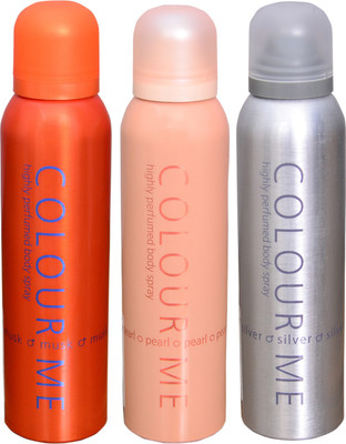 Colour Me 1 MUSK::1 PEARL::1 SILVER DEO Deodorant Spray - For Men(300 g, Pack of 3)
Colour Me 1 MUSK::1 PEARL::1 SILVER DEO Deodorant Spray - For Men(300 g, Pack of 3)