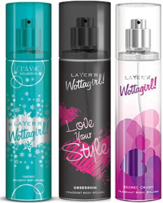 Layer'r Fantsy,Obsession, Secret Crush Fragrant Deodorant Spray - For Women(135 ml, Pack of 3)
Layer'r Fantsy,Obsession, Secret Crush Fragrant Deodorant Spray - For Women(135 ml, Pack of 3)