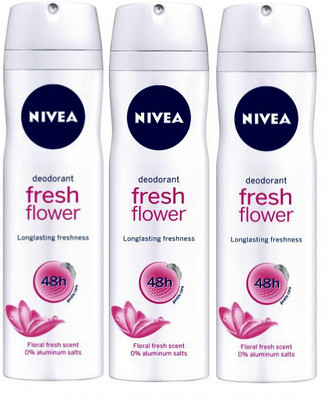 Nivea Fresh FlowerLonglasting Freshness 48h ( Pack of 3 ) Deodorant Spray - For Men & Women(150 ml, Pack of 3)
Nivea Fresh FlowerLonglasting Freshness 48h ( Pack of 3 ) Deodorant Spray - For Men & Women(150 ml, Pack of 3)