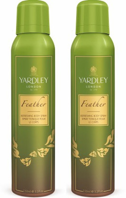 Yardley London Feather Body Spray - For Women(300 ml, Pack of 2)