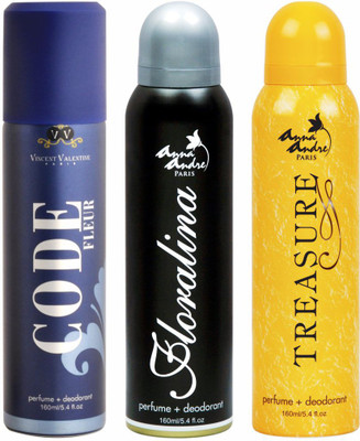 Vincent Valentine Paris Code Fleur, Floralina & Treasure Body Spray - For Men & Women(160 ml, Pack of 3)
Vincent Valentine Paris Code Fleur, Floralina & Treasure Body Spray - For Men & Women(160 ml, Pack of 3)