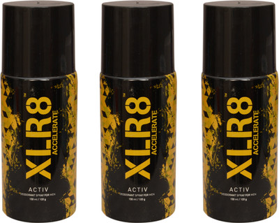 XLR8 3 Activ Deodorant Spray - For Men & Women(450 ml, Pack of 3)