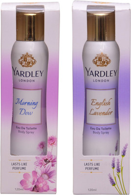 Yardley London MORNING DEW::ENGLISH LAVENDER Perfume Body Spray - For Women(240 ml, Pack of 2)
Yardley London MORNING DEW::ENGLISH LAVENDER Perfume Body Spray - For Women(240 ml, Pack of 2)