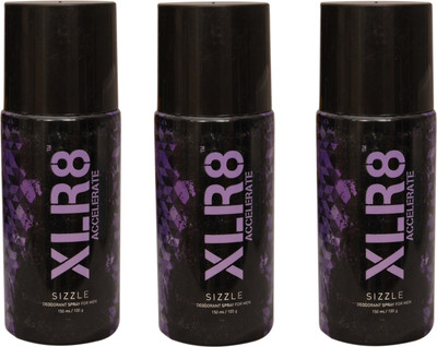 XLR8 3 Sizzle Deodorant Spray - For Men & Women(450 ml, Pack of 3)
