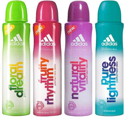 ADIDAS Floral Dream Fruity Rhythm Natural Vitality Pure Lightness Body Spray - For Women(600 ml, Pack of 4)
ADIDAS Floral Dream Fruity Rhythm Natural Vitality Pure Lightness Body Spray - For Women(600 ml, Pack of 4)