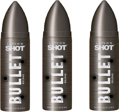 Layer'r Bullet Reload pack of 3 Perfume Body Spray - For Men(120 ml, Pack of 3)
Layer'r Bullet Reload pack of 3 Perfume Body Spray - For Men(120 ml, Pack of 3)