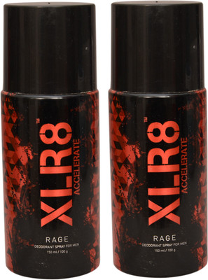 XLR8 2 Rage Deodorant Spray - For Men & Women(300 ml, Pack of 2)