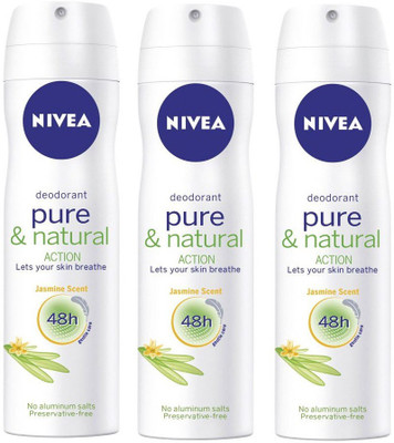 Nivea Pure And Natural Action Jasmine Scent ( Pack of 3 ) Deodorant Spray - For Men & Women(150 ml)
Nivea Pure And Natural Action Jasmine Scent ( Pack of 3 ) Deodorant Spray - For Men & Women(150 ml)