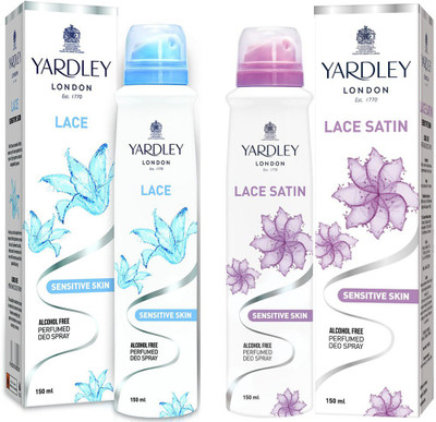 Yardley London Alcohal free Lace and Lace-Satin combo Perfume Deodorant Spray - For Men & Women(300 ml, Pack of 2)
Yardley London Alcohal free Lace and Lace-Satin combo Perfume Deodorant Spray - For Men & Women(300 ml, Pack of 2)