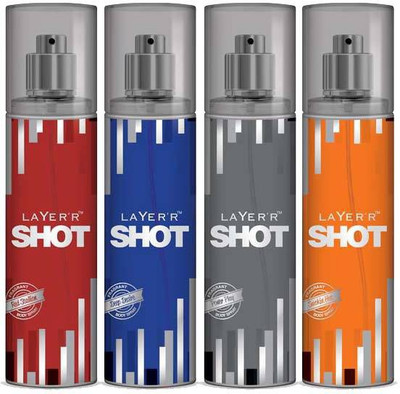 Layer Shot set of 4(135+135+135+135) Perfume Body Spray - For Men(540 ml, Pack of 4)
Layer Shot set of 4(135+135+135+135) Perfume Body Spray - For Men(540 ml, Pack of 4)