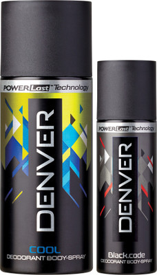 Denver Deo Cool 150 Ml & Black Code Nano 50 ml Deodorant Spray - For Men(150 ml, Pack of 2)
Denver Deo Cool 150 Ml & Black Code Nano 50 ml Deodorant Spray - For Men(150 ml, Pack of 2)
