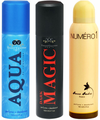 Vincent Valentine Paris Aqua De Valentine, Dark Magic & Numero 1 Body Spray - For Men & Women(480 ml, Pack of 3)
Vincent Valentine Paris Aqua De Valentine, Dark Magic & Numero 1 Body Spray - For Men & Women(480 ml, Pack of 3)