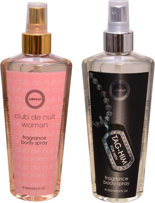 Armaf 1 CLUB DE NUIT WOMEN::1 TAG HIM Body Mist - For Men & Women(500 ml, Pack of 2)
Armaf 1 CLUB DE NUIT WOMEN::1 TAG HIM Body Mist - For Men & Women(500 ml, Pack of 2)