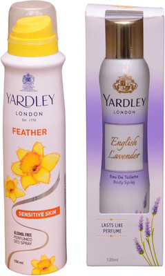 Yardley London FEATHER::ENGLISH LAVENDER Perfume Body Spray - For Women(270 ml, Pack of 2)
Yardley London FEATHER::ENGLISH LAVENDER Perfume Body Spray - For Women(270 ml, Pack of 2)