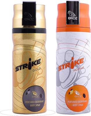 EKOZ Strike Men And Gold Deodorant Combo (Pack Of 2, 200 ml Each) Body Spray - For Men & Women(200 ml, Pack of 2)
EKOZ Strike Men And Gold Deodorant Combo (Pack Of 2, 200 ml Each) Body Spray - For Men & Women(200 ml, Pack of 2)