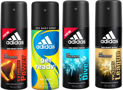 ADIDAS Extreme Power,Get Ready,Ice Dive & Victory League Deodorant Spray - For Men(150 ml, Pack of 4)
ADIDAS Extreme Power,Get Ready,Ice Dive & Victory League Deodorant Spray - For Men(150 ml, Pack of 4)