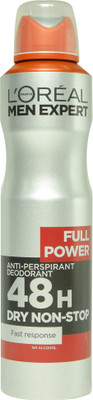 L'Oreal Paris Full Power No Alcohol Dry Non-Stop Anti-Perspirant With Ayur Soap Deodorant Spray - For Men(250 ml)
L'Oreal Paris Full Power No Alcohol Dry Non-Stop Anti-Perspirant With Ayur Soap Deodorant Spray - For Men(250 ml)