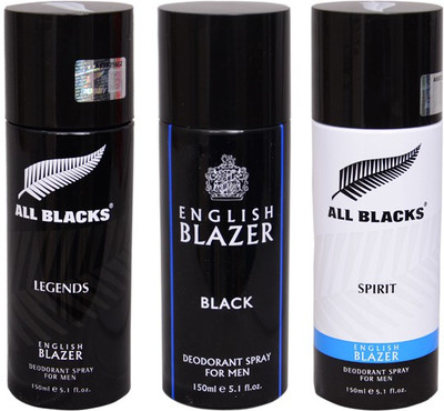English Blazer 1 LEGENDS::1 BLACK::1 ALL BLACKS Deodorant Spray - For Men(300 g, Pack of 3)
English Blazer 1 LEGENDS::1 BLACK::1 ALL BLACKS Deodorant Spray - For Men(300 g, Pack of 3)