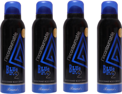 Rasasi 4 Blue Incontournable Deodorant Spray - For Men(800 ml, Pack of 4)