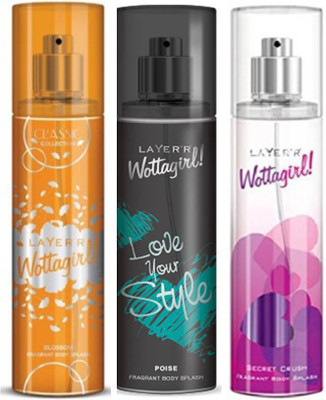 Layer'r Blossom,Poise, Secret Crush Fragrant Deodorant Spray - For Women(135 ml, Pack of 3)
Layer'r Blossom,Poise, Secret Crush Fragrant Deodorant Spray - For Women(135 ml, Pack of 3)