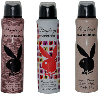 Playboy Pack of 3 Women Deos Deodorant Spray - For Women(450 ml, Pack of 3)