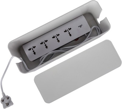 Tidy Up! 1 Compartments Plastic Cable Organizer with Power Strip/Surge Protector Cable Organizer(White)