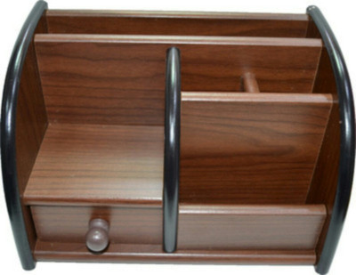 AOC 8001-1 6 Compartments Wood Pen Holder(Brown)
