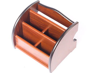Chrome Extreme 5 Compartments Wooden Pen Stand(Brown)