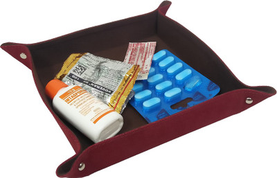 Essart 1 Compartments Leather Desk Organizer(Maroon)