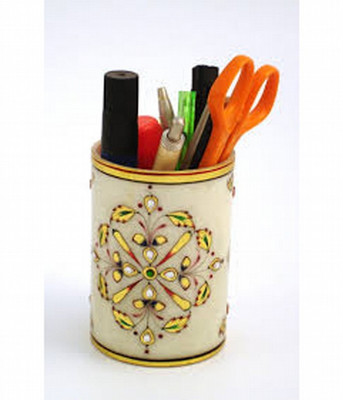 KSC International 1 Compartments Marble PEN Holder(Multicolor)